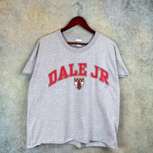 Vintage Y2K Nascar Dale Earnhardt Jr T Shirt Sz L Gray Cropped Racing Logo